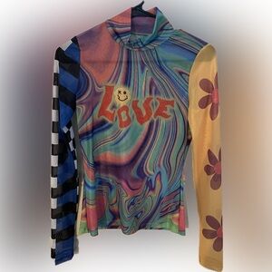 Sheer hippie vibes love Long Sleeve Graphic Top